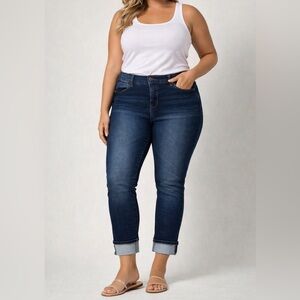 ANGELS Women’s Dark Wash Cuffed Skinny Jeans Size 14/32 Stretch